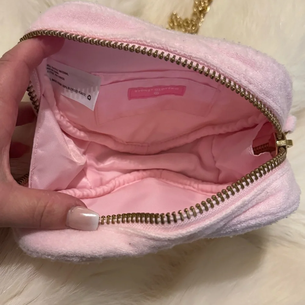 NEW 💗 Stoney Clover Lane X Target Pink Terry Cloth Heart Crossbody Bag Purse - Picture 3 of 5